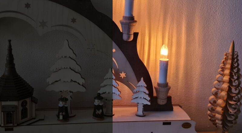 Schwibbogen beleuchtet dunkel